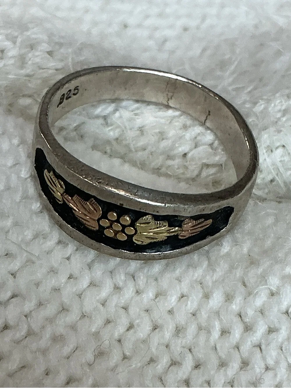 Vintage Dakota Designs .925 Signature Leaf and Flower Ring size 12